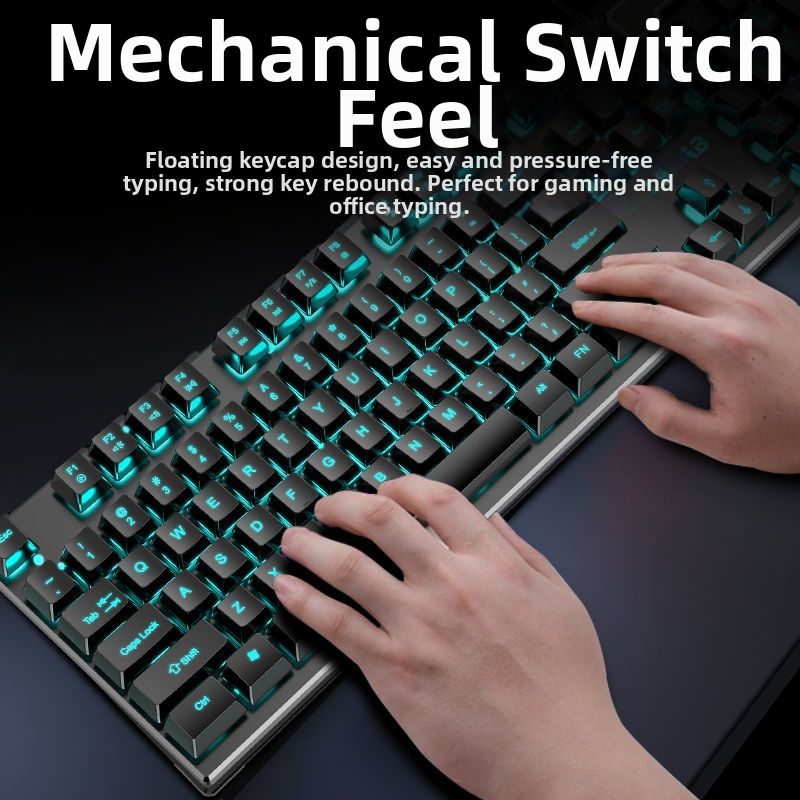 Gaming Wired Mechanical Keyboard and Mouse Set RGB Backlighting 1600 DPI Durable ABS Keycaps 104 Keys Ergonomic Design